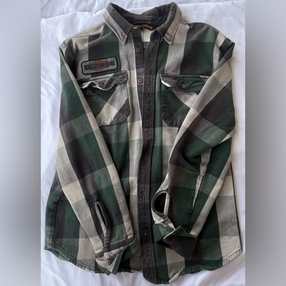 Harley Davidson | Men’s Button Down Long Sleeve Flannel Plaid Shirt | Size M